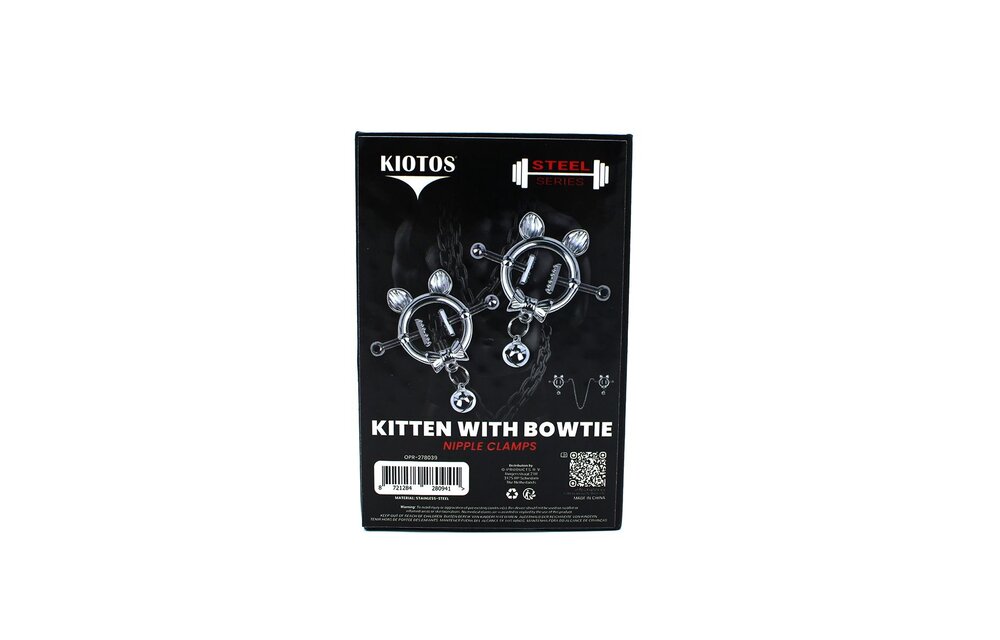 Kitten with Bowtie Nipple Clamps