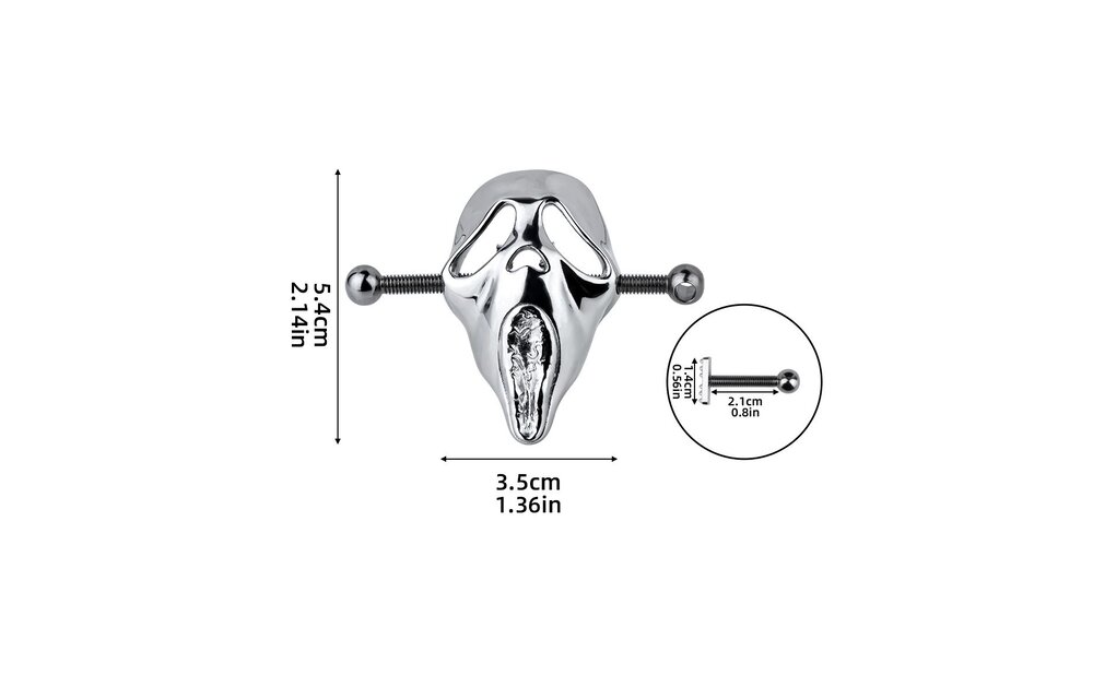 Ghostface Mask Nipple Clamps | Stainless Steel BDSM Clamps
