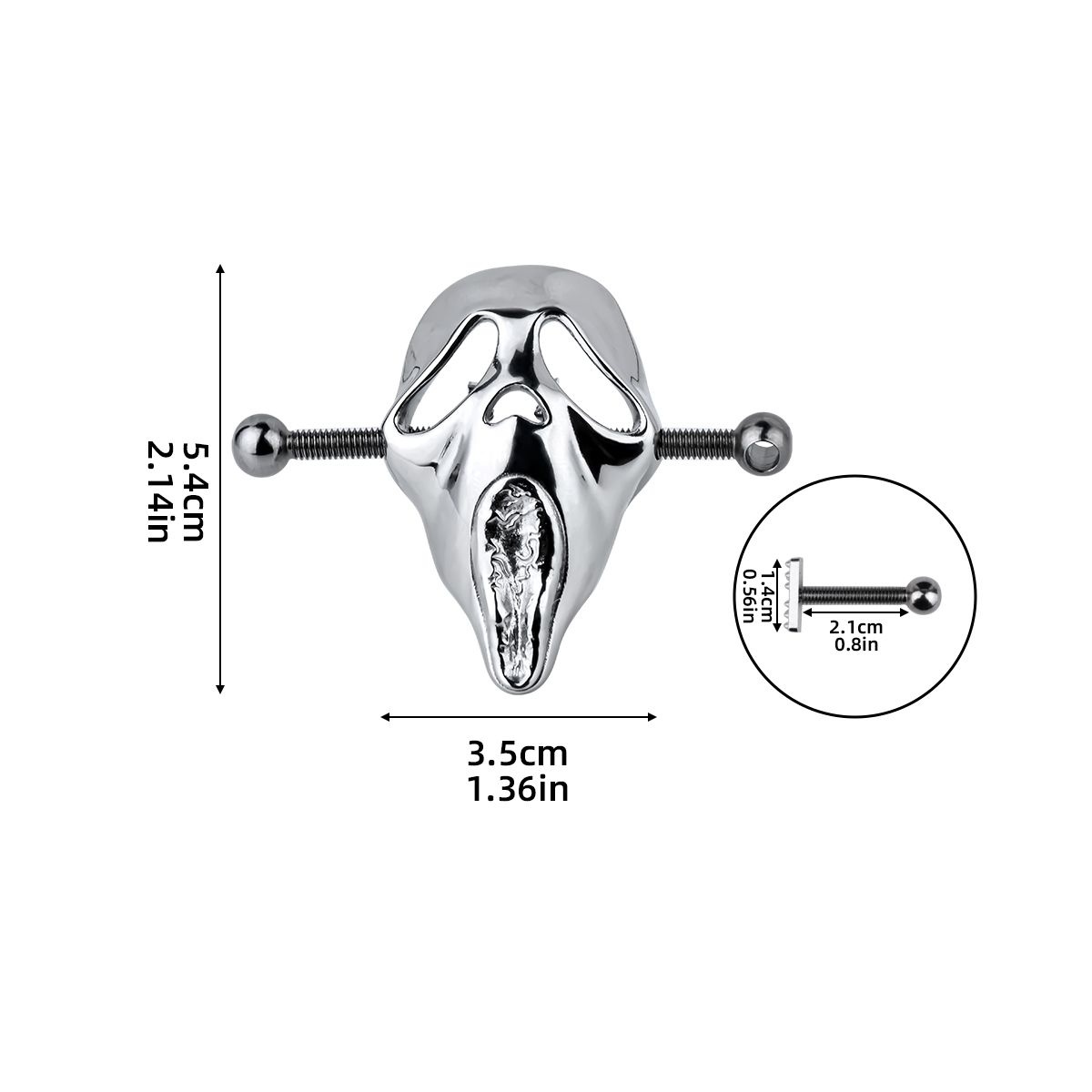 Ghostface Mask Nipple Clamps | Stainless Steel BDSM Clamps