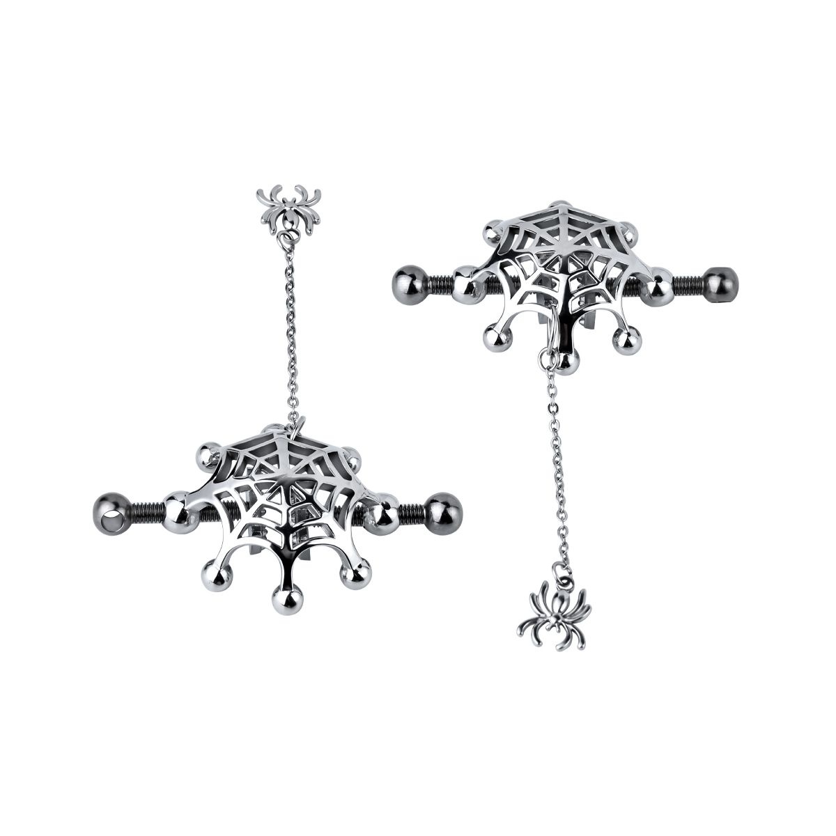 Spinnenweb & Ketting Tepelklemmen – Gothic Stijl & Sensatie