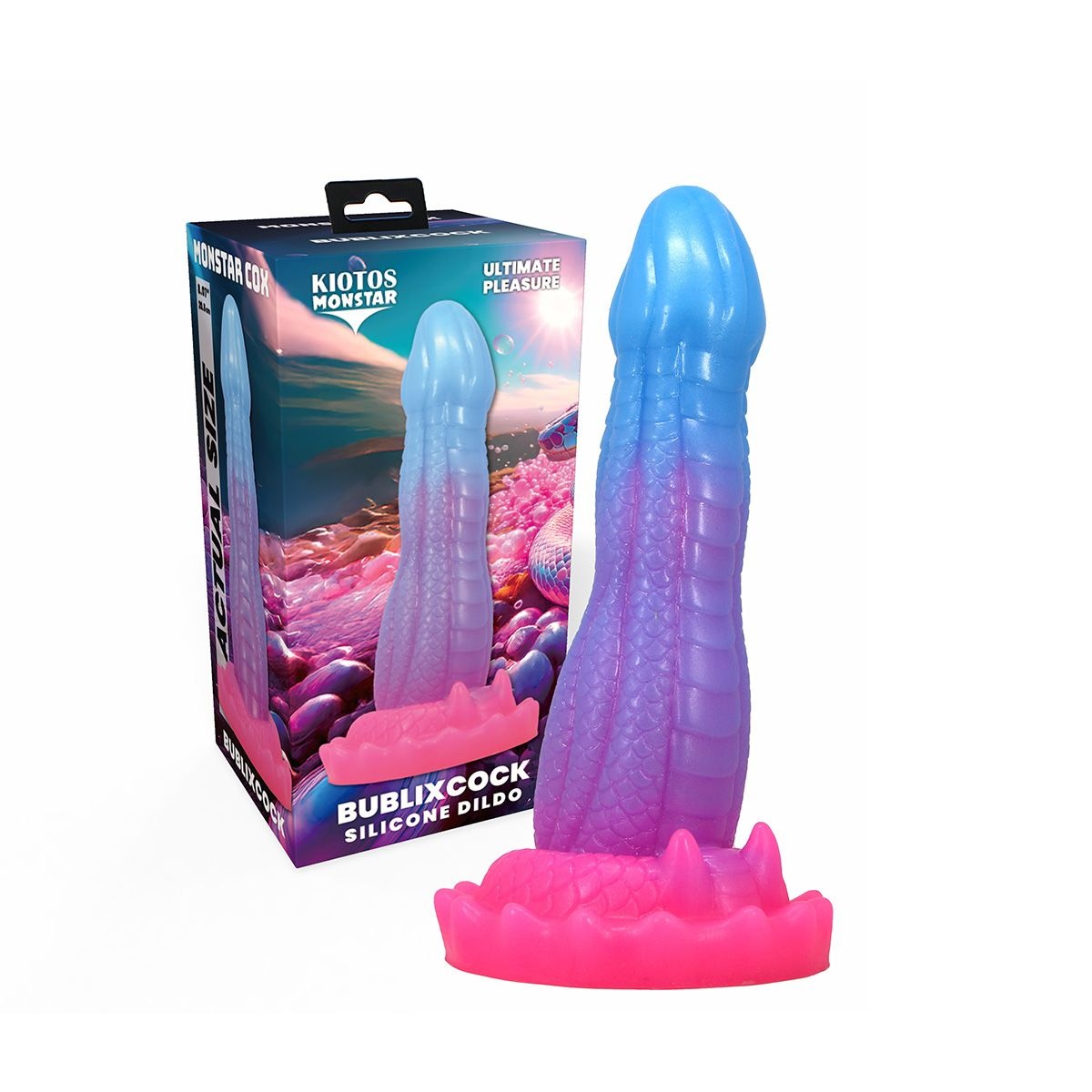 Monstar Cox BublixCock Dildo 18 cm – Roze/blauwe Siliconen