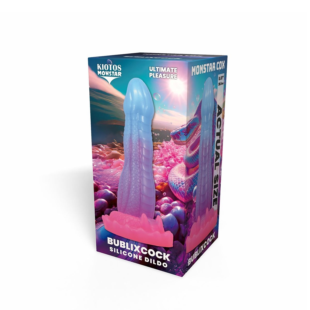 Monstar Cox BublixCock Dildo 18 cm – Roze/blauwe Siliconen