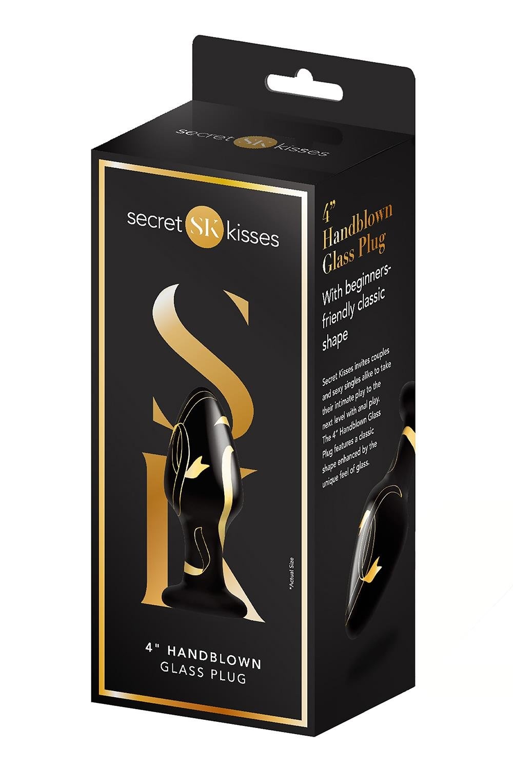Secret Kisses Handgeblasener breiter Glasplug Schwarz 10,1 cm