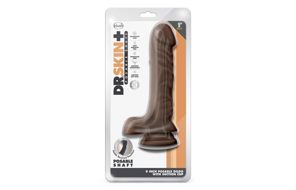Blush Dr. Skin Plus Flexible Dildo with Balls Chocolate