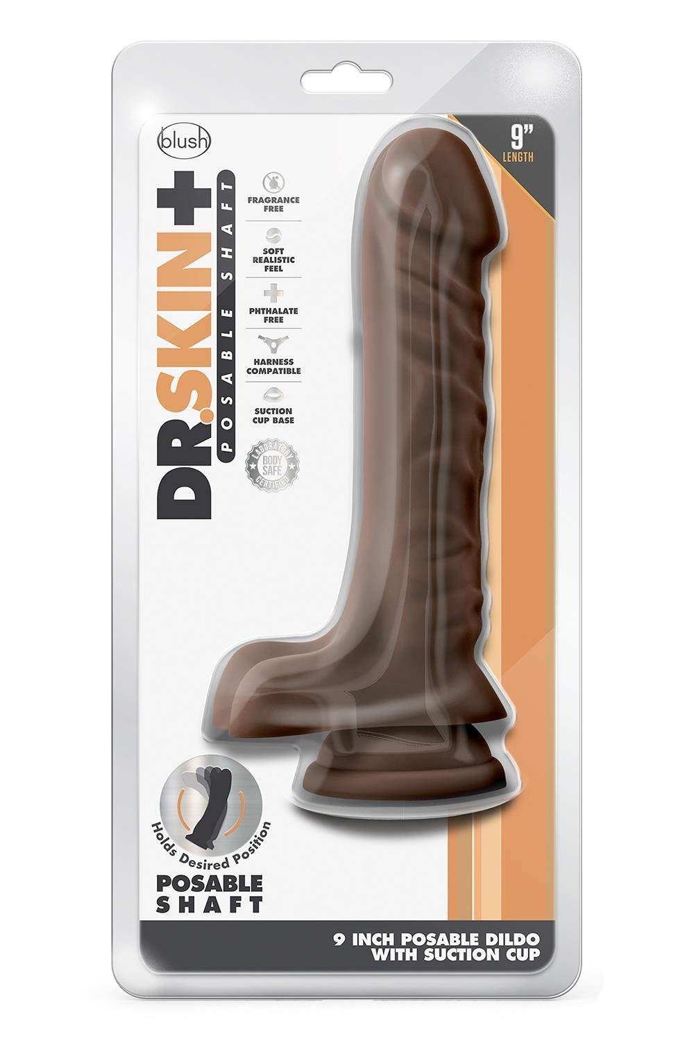 Blush Dr. Skin Plus Flexibele Dildo met Ballen Chocolade