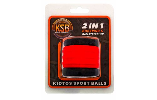 2-in-1 Siliconen Cock Ring & BallStretcher Rood/Zwart Editie