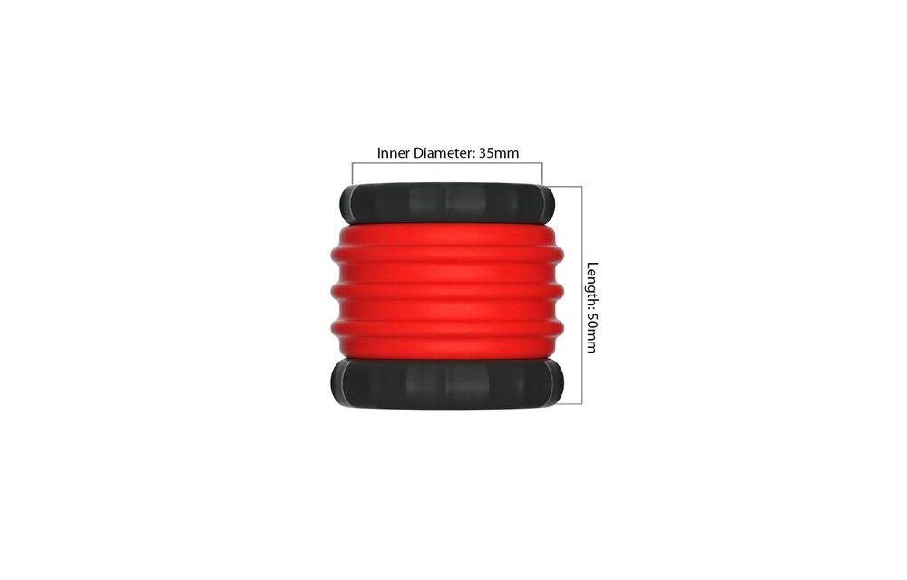 2-in-1 Siliconen Cock Ring & BallStretcher Rood/Zwart Editie