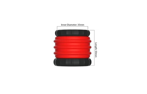 2-in-1 Silikon-Cockring & Stretcher Rot/Schwarz