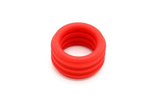 2-in-1-Set aus Silikon-Cockring und Ballstretcher in Rot/Schwarz