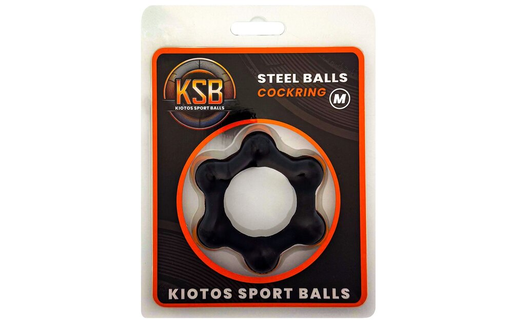 Siliconen Cockring met 6 Stalen Ballen - M