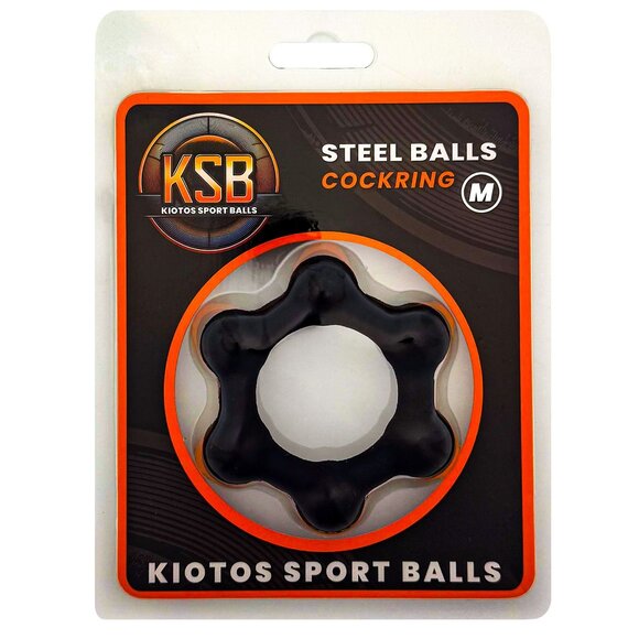 Siliconen Cockring met 6 Stalen Ballen - M