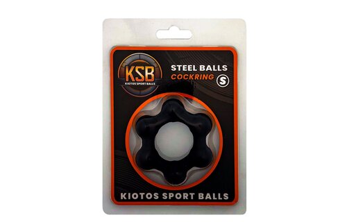 Siliconen Cockring met 6 Stalen Ballen - S