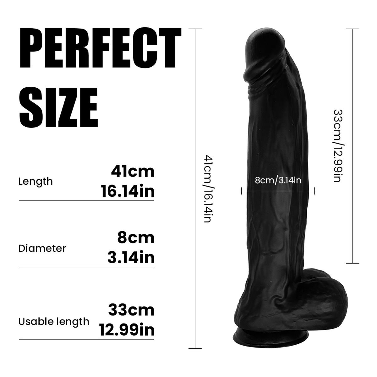 Kiotos Cox MEGA Zwart Dildo 41 cm – Groot & Realistisch