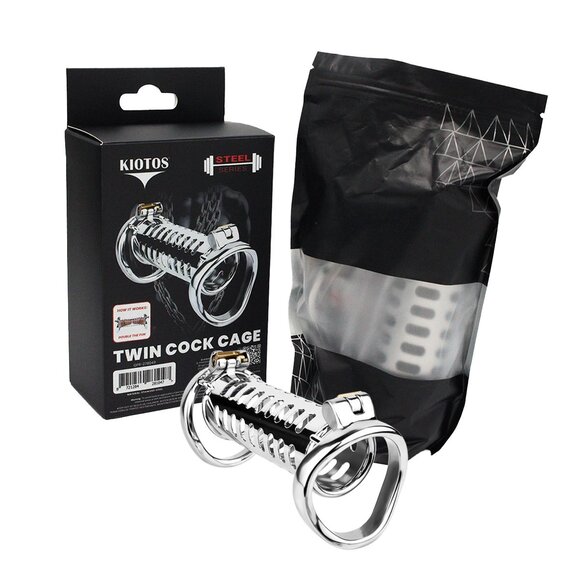 Twin Cock Cage | Hoogglans Roestvrij Staal Chastity Cage
