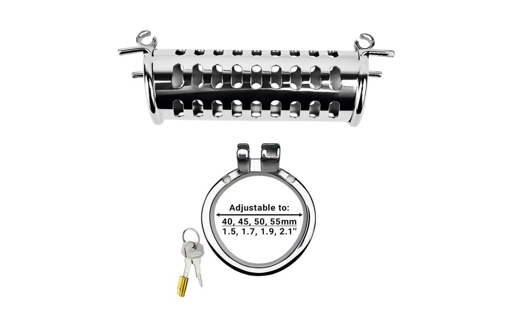 Twin Cock Cage | High-Gloss Stainless Steel Chastity Cage