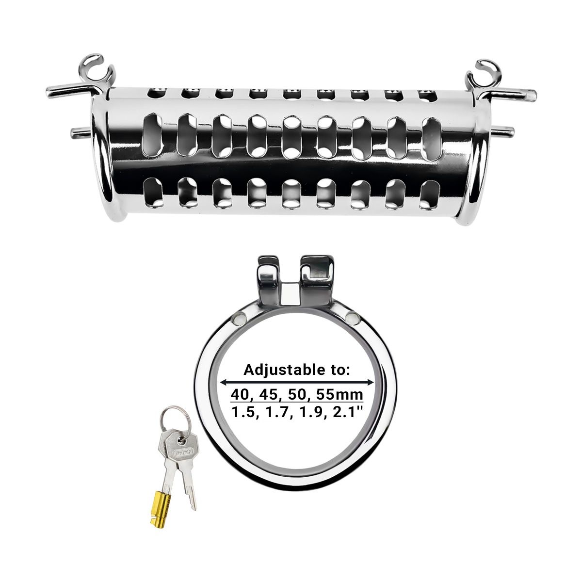 Twin Cock Cage | High-Gloss Stainless Steel Chastity Cage