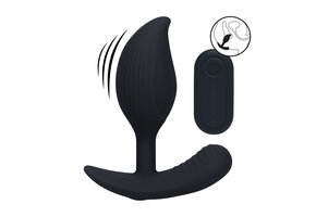 Fernbedienbarer vibrierender Silikon-Analplug 9 cm – Schwarz