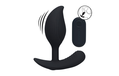 Afstandsbediening Vibrerende Vloeibare Siliconen Anale Plug - Zwart