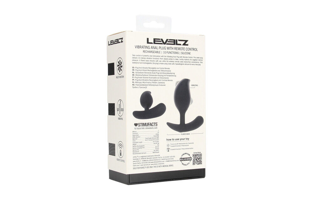 Fernbedienbarer vibrierender Silikon-Analplug 9 cm – Schwarz