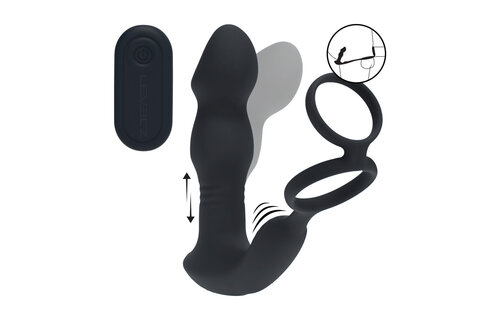 Vibrerende Siliconen Prostaatstimulator met Cockring & Afstandsbediening