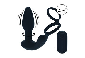 Dual Vibrating & Rotating Prostate Stimulator mit Penis und Hoden