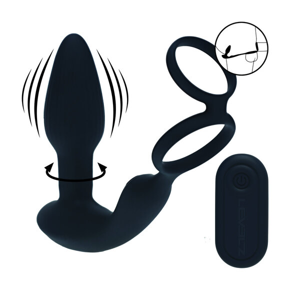 Double Vibrating Rotating Prostate Stimulator with Remote Control