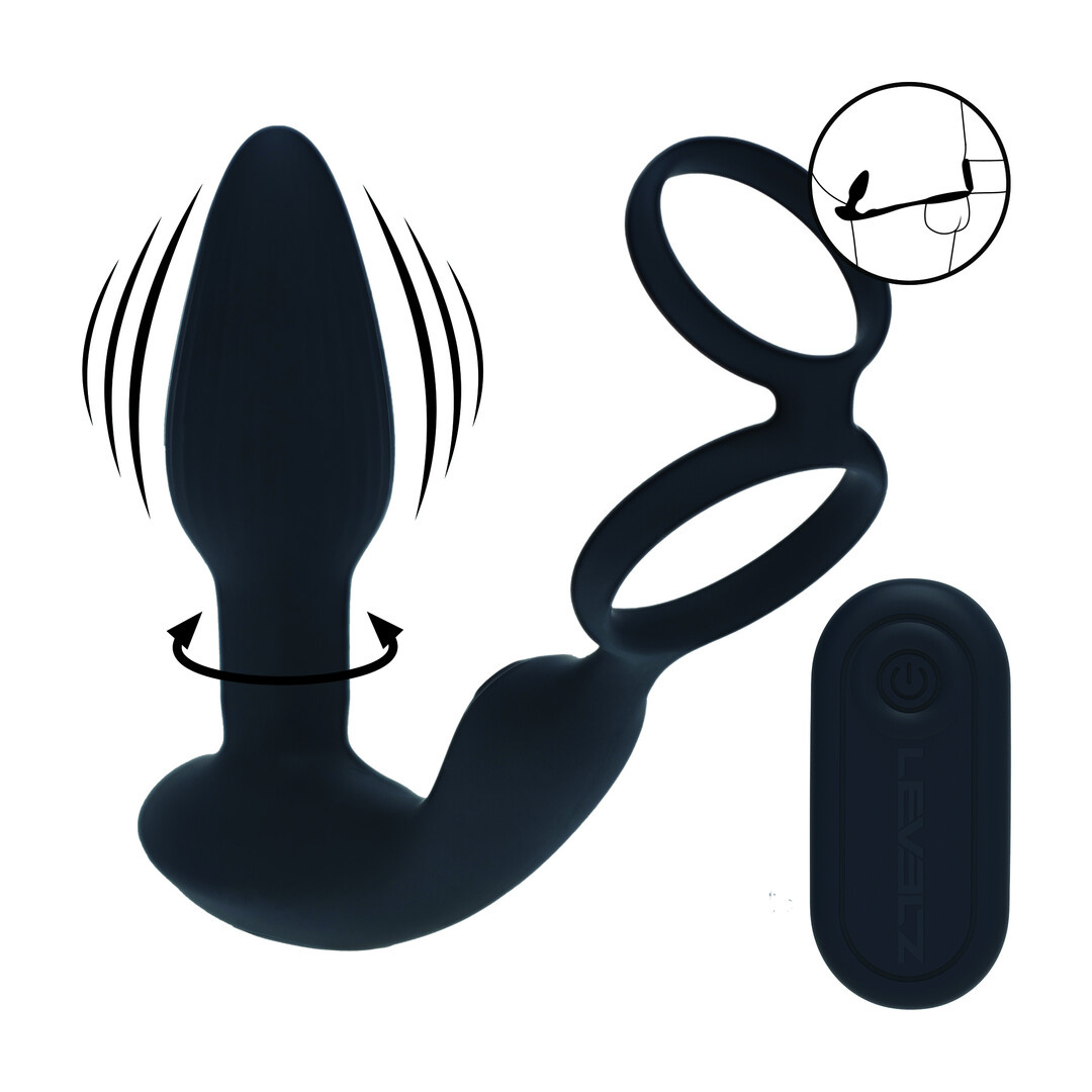 Dual Vibrating & Rotating Prostate Stimulator mit Penis und Hoden