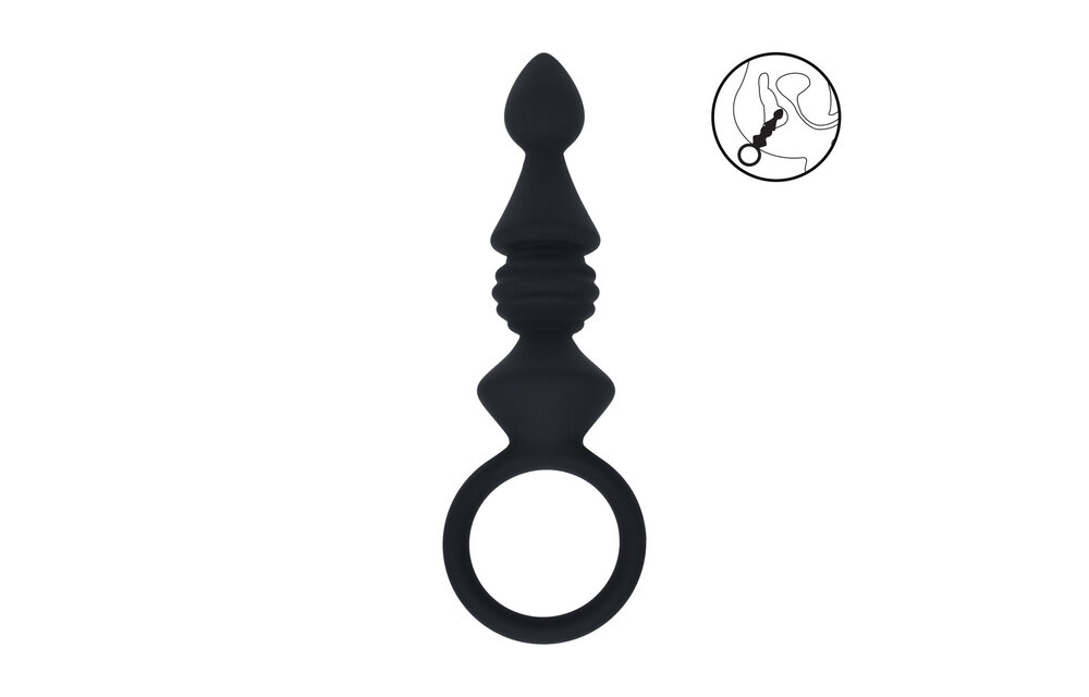 Ribbed Anal Probe With Loop 15.5 cm – Silicone Texture