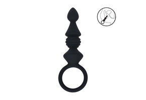 Ribbed Anal Probe With Loop 15.5 cm – Silicone Texture