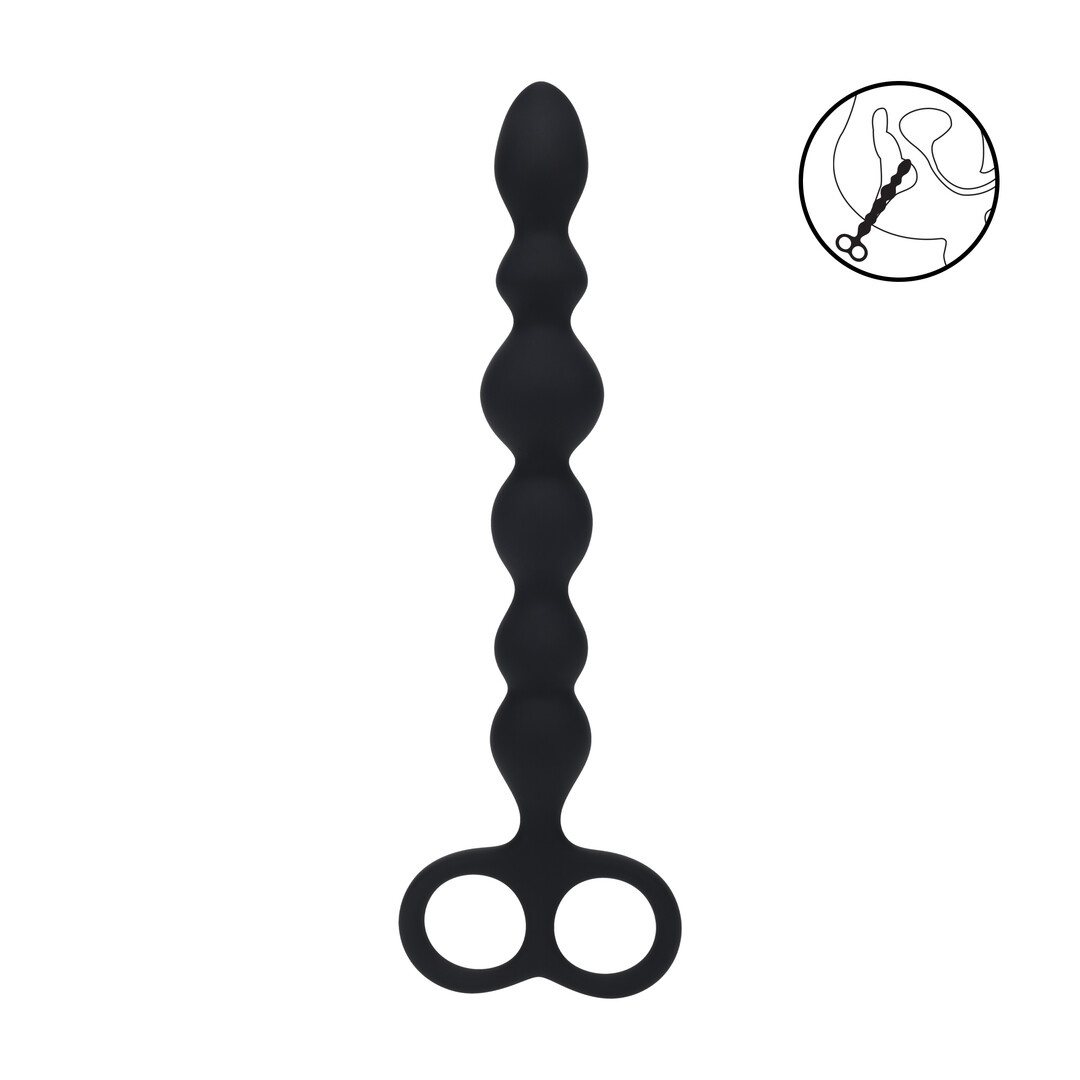 Beaded silicone anal probe 24.5 cm - double loop & control