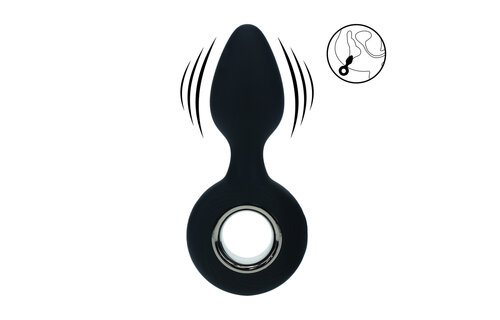 Vibrating Silicone Anal Plug with Loop 13 cm – Powerful Pleasure