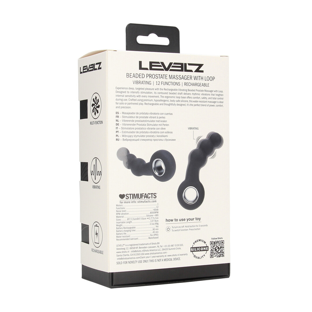 Vibrating Silicone Prostate Massager with Beads & Loop