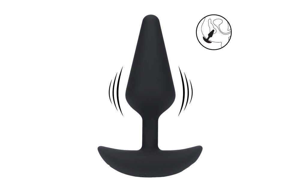 Classic Vibrating Silicone Anal Plug 12.3 cm - Black