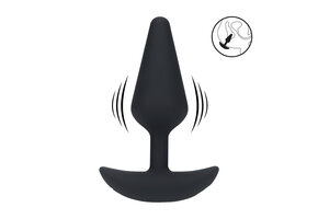 Classic Vibrating Silicone Anal Plug 12.3 cm - Black