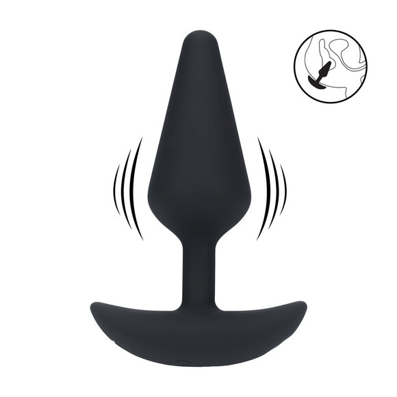 Klassischer vibrierender Silikon-Analplug 12,3 cm – Schwarz