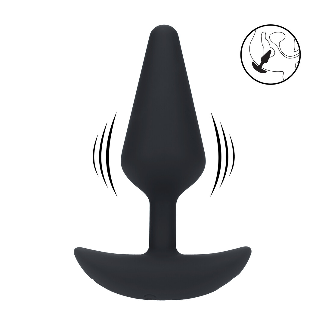 Klassischer vibrierender Silikon-Analplug 12,3 cm – Schwarz