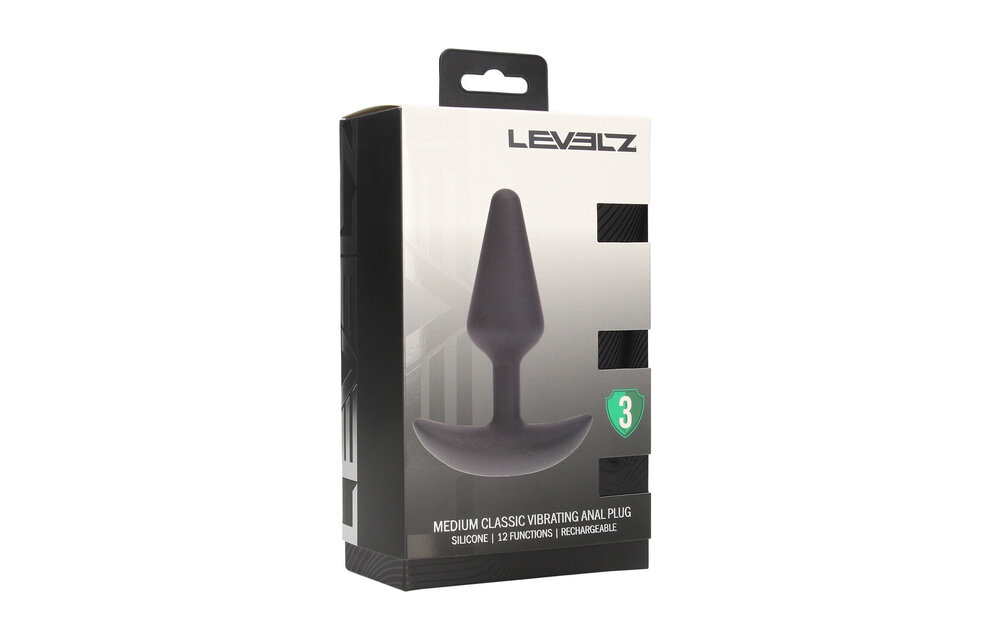 Klassischer vibrierender Silikon-Analplug 12,3 cm – Schwarz