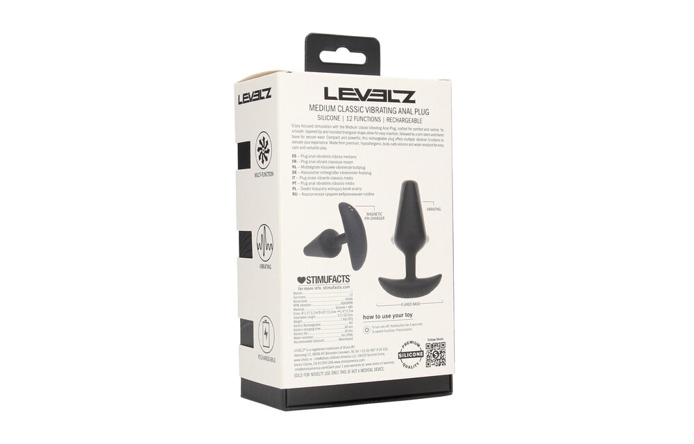 Klassischer vibrierender Silikon-Analplug 12,3 cm – Schwarz