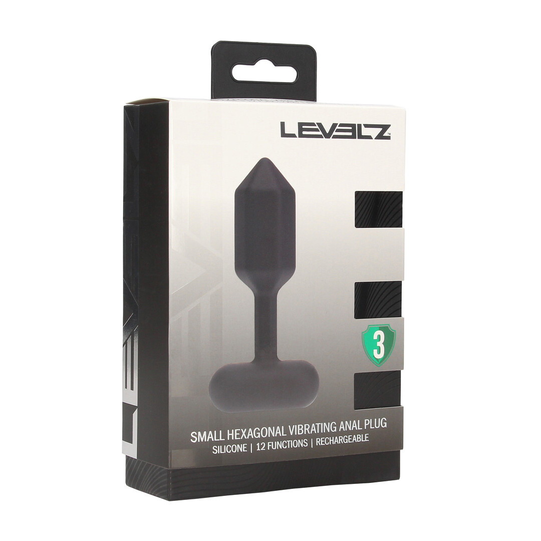 Hexagonal Vibrating Silicone Anal Plug S Black 11.7 cm