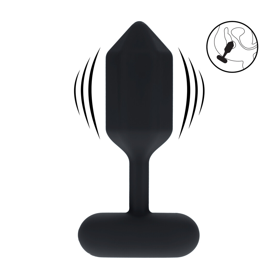 Sechseckiger vibrierender Silikon-Analplug M 12,3 cm Schwarz