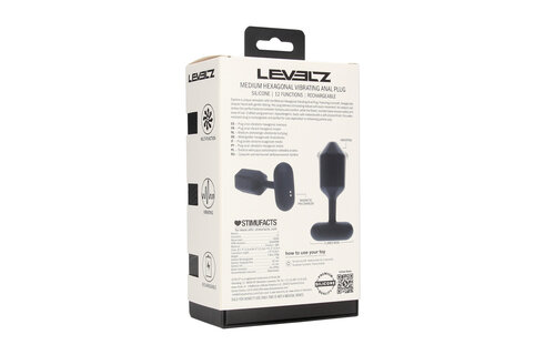 Hexagonal Vibrating Silicone Anal Plug M 12.3 cm Black