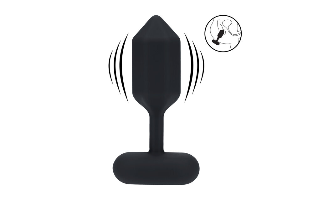 Sechseckiger vibrierender Silikon-Analplug L 13,9 cm – Schwarz