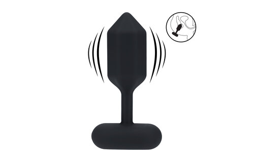 Sechseckiger vibrierender Silikon-Analplug L 13,9 cm – Schwarz