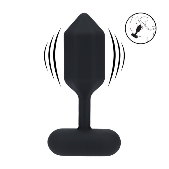 Hexagonal Vibrating Silicone Anal Plug L 13.9 cm - Black