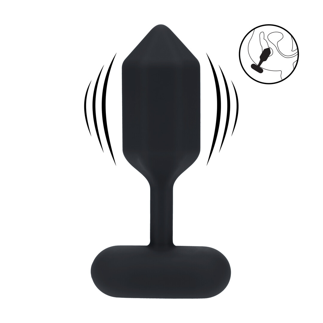 Sechseckiger vibrierender Silikon-Analplug L 13,9 cm – Schwarz