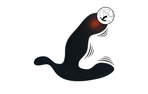 Wärmender vibrierender Silikon-Prostatastimulator Schwarz