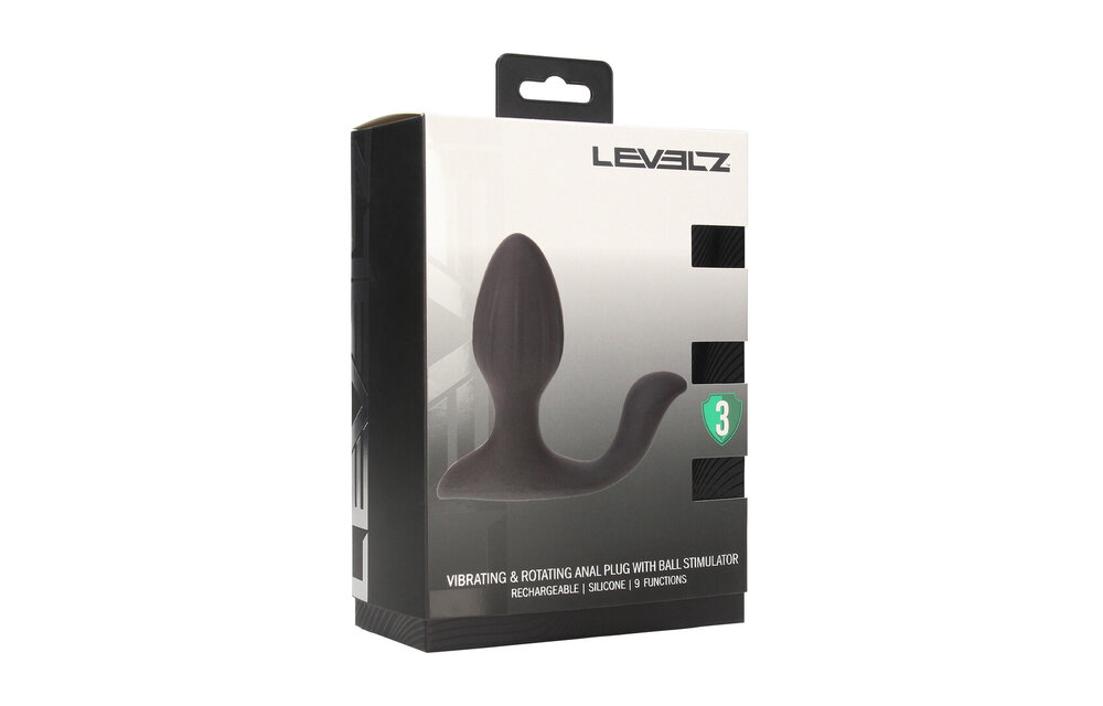 Vibrating & Rotating Silicone Anal Plug 9 cm - Black