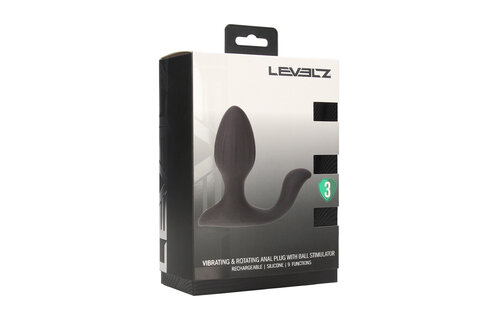 Vibrating & Rotating Silicone Anal Plug 9 cm - Black