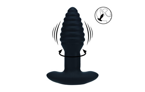 Vibrating Rotating Ribbed Anal Plug