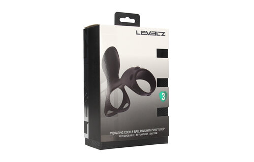 Vibrating Silicone Penis & Ball Ring with Shaft Loop – Black